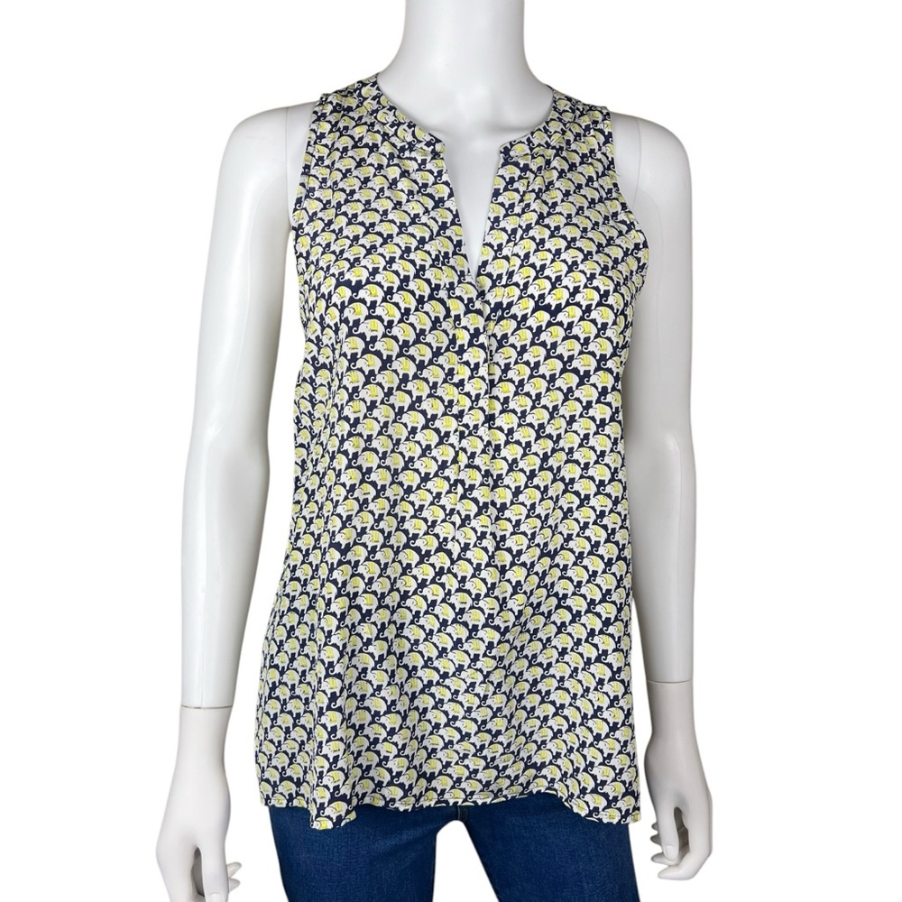 Joie Elephant Print Sleeveless Silk Blouse Women’s Size Small
